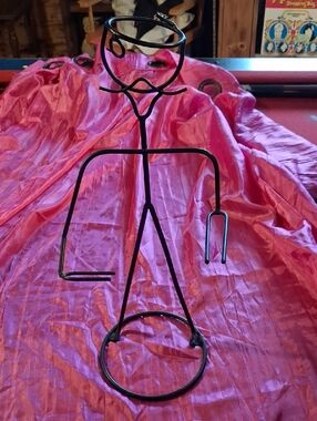 Handcrafted Black Metal Wire Man Sculpture - Decorative Figure